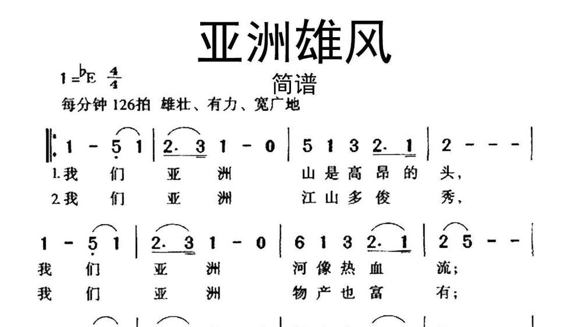 亚洲雄风   牛人乐谱