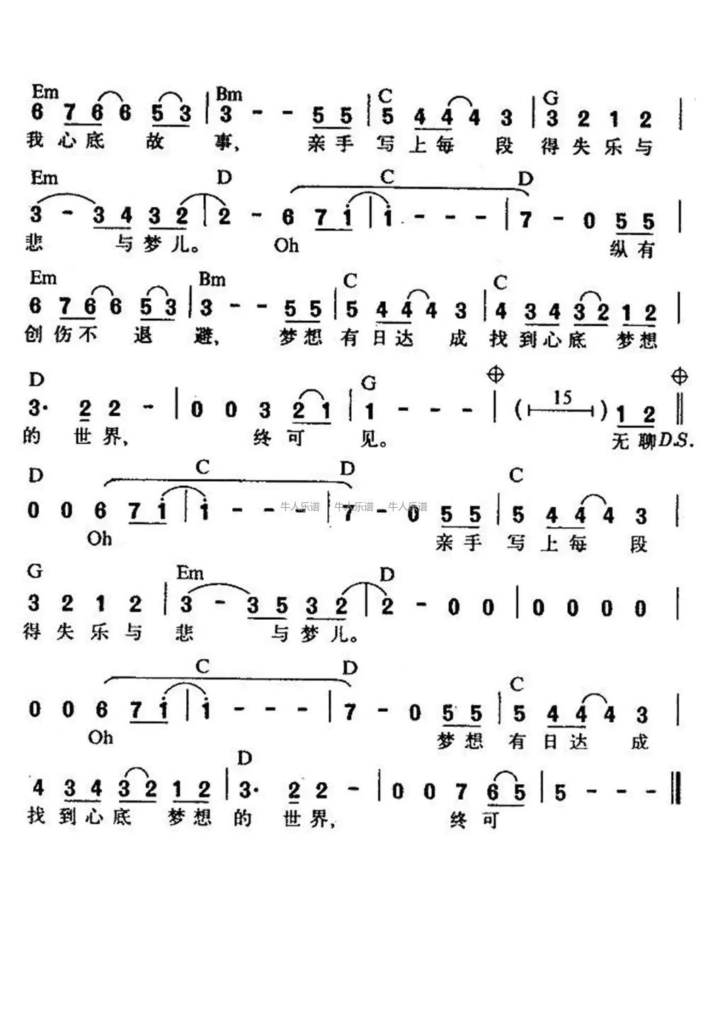 不再犹豫-牛人乐谱