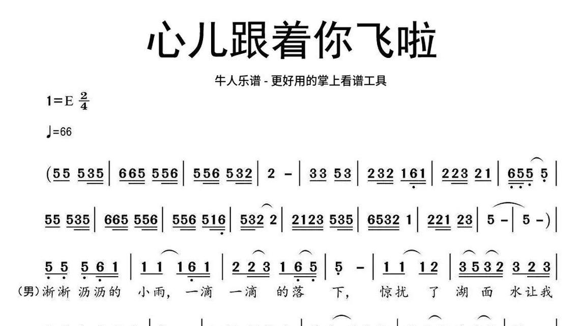 心儿跟着你飞啦唱谱图片